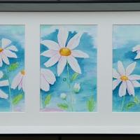 Tableau aquarelle marguerites fleurs